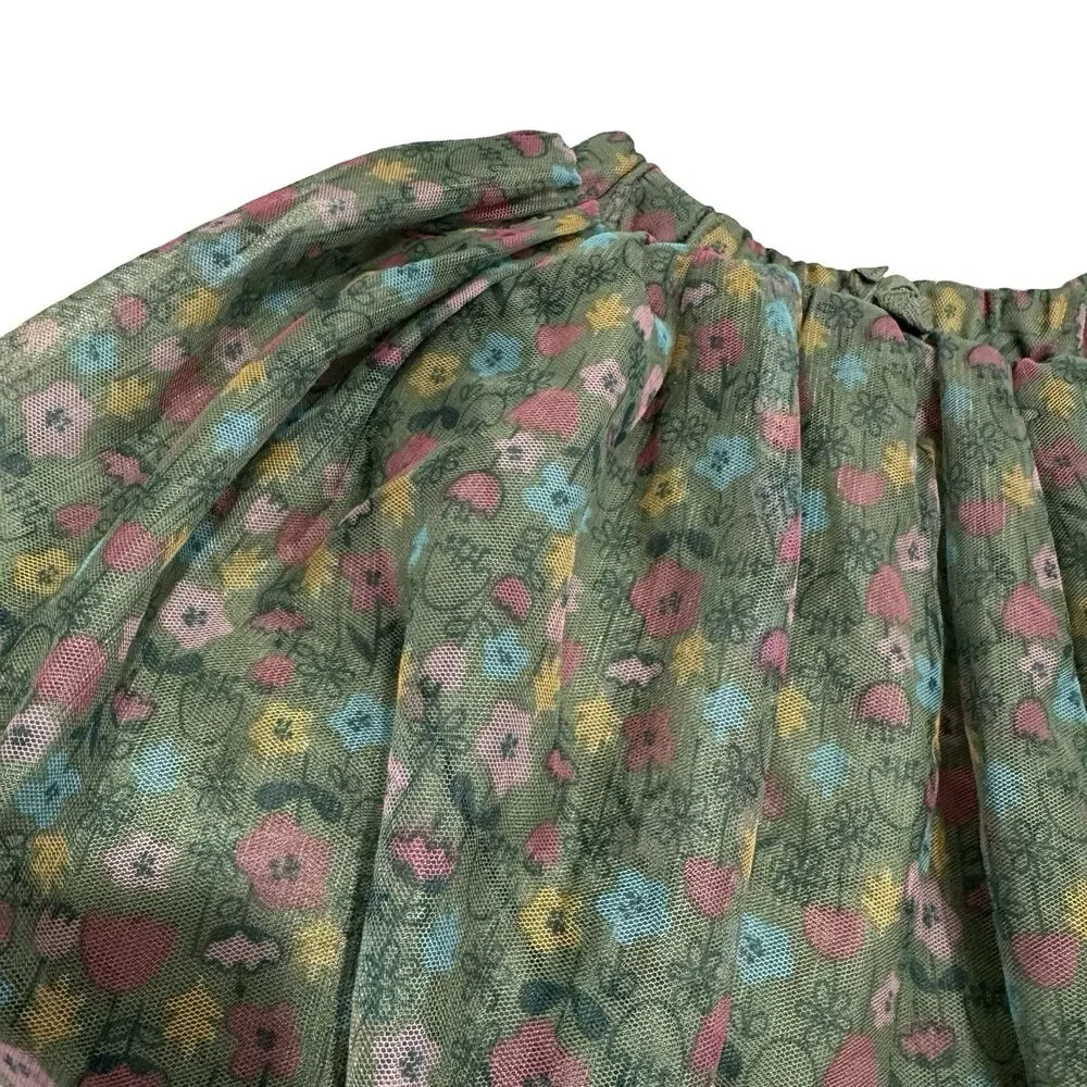 Girls Kids Toddler 2022 Peppa Pig Skirt Size 3T Floral Green Ruffled Layered